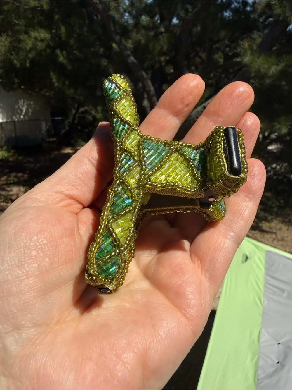 Handmade beaded green
